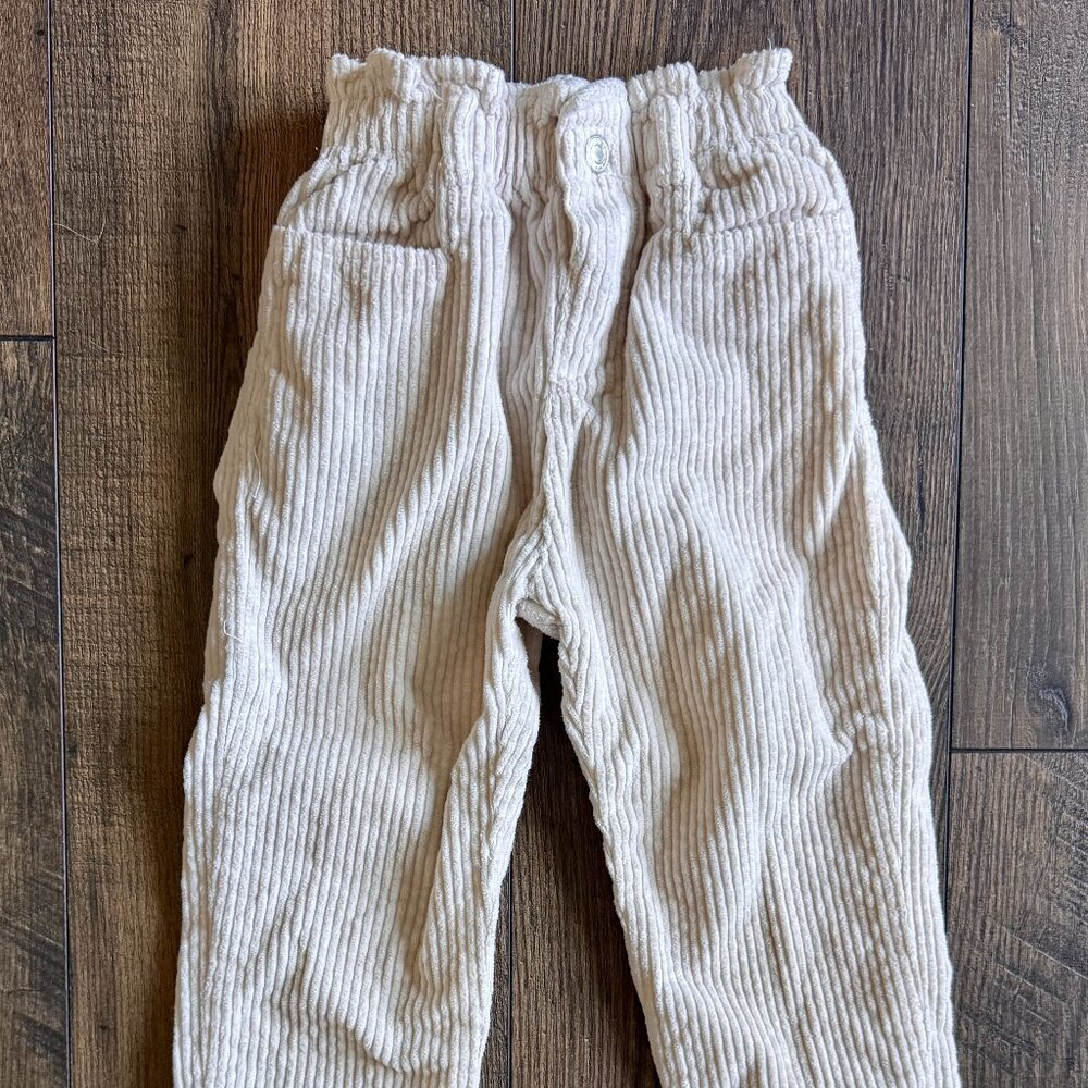 Zara Kids white corduroy pants